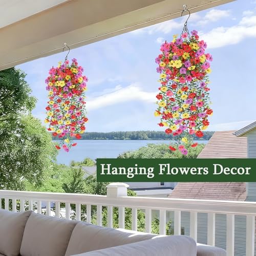 Artificial Outdoor Flowers, UV Resistant Fake Silk Flowers, 2PCS, alternate view 4