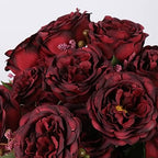 Artificial Peonies Silk Flowers, Burgundy Faux Peony Bouquet 4 Bundles Florals Arrangements for Farmhouse Home, alternate