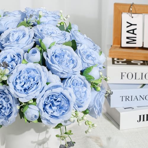 Artificial Peonies Silk Flowers, Faux Peony Bouquet 2 Bundles Florals Arrangements Decor for Farmhouse Home, alternate view 6