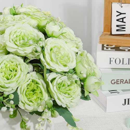 Artificial Peonies Silk Flowers, Faux Peony Bouquet 2 Bundles Florals Arrangements Decor for Farmhouse Home Boho, alternate