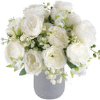 Artificial Peonies Silk Flowers, Faux Peony Bouquet 6 Bundles Florals Arrangements Decor for Farmhouse Home Boho