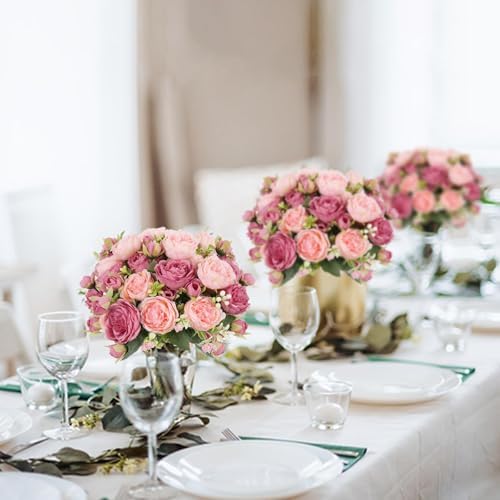Artificial Peonies Silk Flowers, Faux Peony Bouquet 6PCS Florals Arrangements Decor for Farmhouse Home Boho, alternate view 3