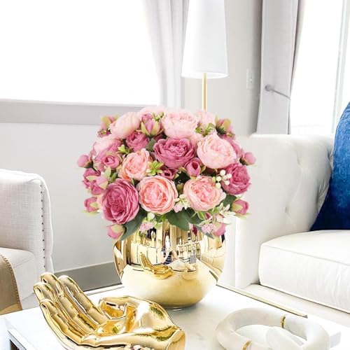 Artificial Peonies Silk Flowers, Faux Peony Bouquet 6PCS Florals Arrangements Decor for Farmhouse Home Boho, alternate view 4