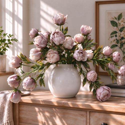 Artificial Peonies Silk Flowers Faux Peony for Vase 8pcs Pink