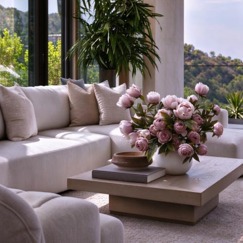 Artificial Peonies Silk Flowers Faux Peony for Vase 8pcs Pink, alternate view 4
