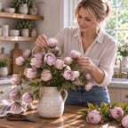 Artificial Peonies Silk Flowers Faux Peony for Vase 8pcs Pink, alternate view 6