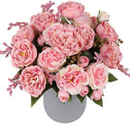 Artificial Peonies Silk Flowers, Pink Faux Peony Bouquet 4 Bundles Florals Arrangements for Farmhouse Home Boho