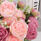 Artificial Peonies Silk Flowers, Pink Faux Peony Bouquet 4 Bundles Florals Arrangements Decor for Farmhouse Home, alternate