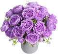 Artificial Peonies Silk Flowers, Purple Faux Peony Bouquet 4 Bundles Florals Arrangements Decor for Farmhouse