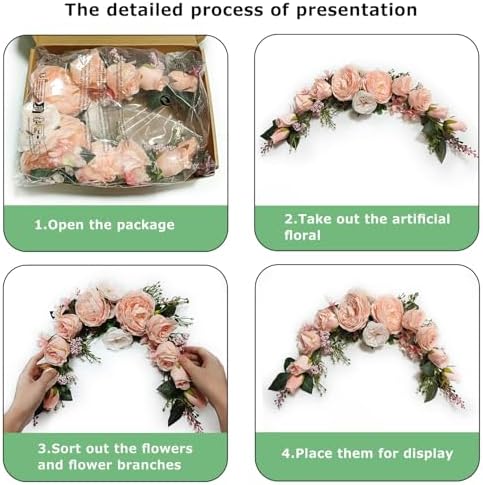 Artificial Peony Flower Swag, Arch Flowers, 20" Length in Bent, Decorative Swag, for Arch Front Door Party Wall, alternate