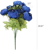 Artificial Peony Silk Flowers Fake Flowers Vintage Wedding Home Decoration, Pack of 1 (Navy) in Navy, alternate view 2