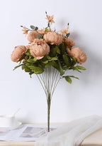 Artificial Peony Silk Flowers Fake Flowers Vintage Wedding Home Decoration, Pack of 1 (Dark Champagne) in Dark, alternate