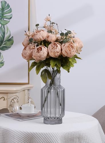 Artificial Peony Silk Flowers Fake Flowers Vintage Wedding Home Decoration, Pack of 1 (Light Champagne) in Light, alternate