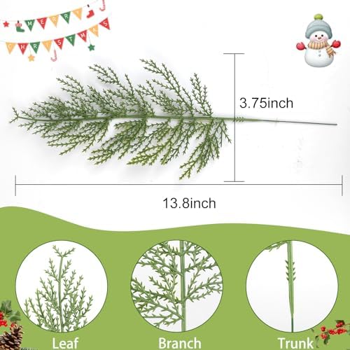 Artificial Pine Branches for Christmas Decoration 80 Pcs, Green in Green, alternate view 3