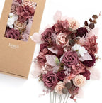 Artificial Pink Flowers Combo, Cinnamon Rose & Cream, Deluxe in Pk-cinnamon Rose & Cream