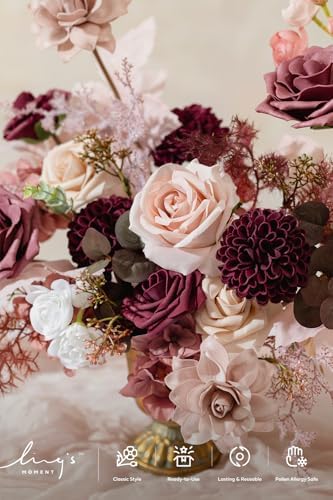 Artificial Pink Flowers Combo, Cinnamon Rose & Cream, Deluxe in Pk-cinnamon Rose & Cream, alternate view 3