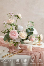 Artificial Pink Flowers Combo, Cream & Blush, Deluxe in Pk-cream & Blush, alternate view 2