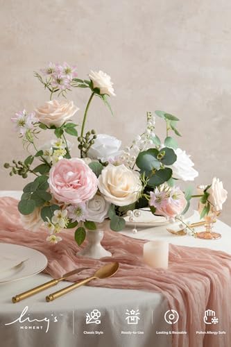 Artificial Pink Flowers Combo, Cream & Blush, Deluxe in Pk-cream & Blush, alternate view 2