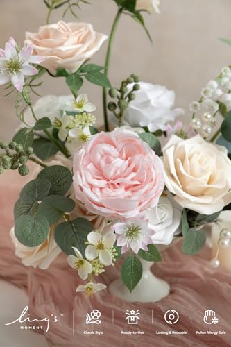Artificial Pink Flowers Combo, Cream & Blush, Deluxe in Pk-cream & Blush, alternate view 3