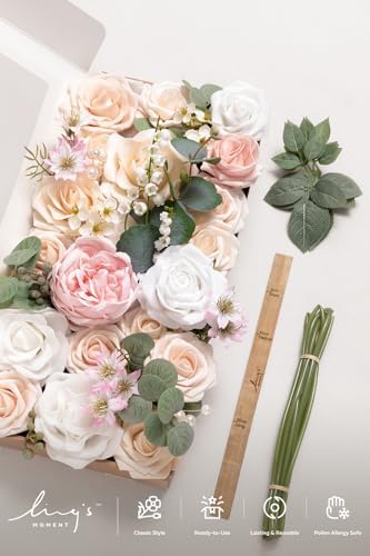 Artificial Pink Flowers Combo, Cream & Blush, Deluxe in Pk-cream & Blush, alternate view 6