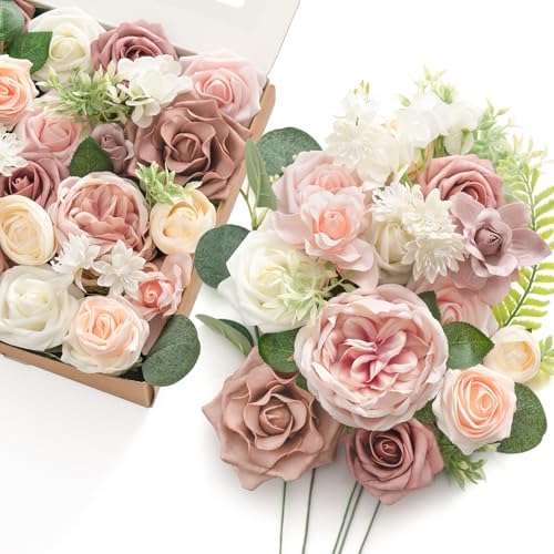 Artificial Pink Flowers Combo, Dusty Rose & Blush, Grand in Pk-dusty Rose & Blush