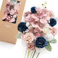 Artificial Pink Flowers Combo, Dusty Rose & Navy, Deluxe in Pk-dusty Rose & Navy