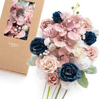 Artificial Pink Flowers Combo, Dusty Rose & Navy, Deluxe in Pk-dusty Rose & Navy