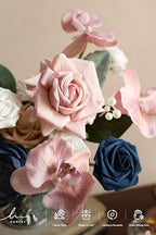 Artificial Pink Flowers Combo, Dusty Rose & Navy, Deluxe in Pk-dusty Rose & Navy, alternate view 3