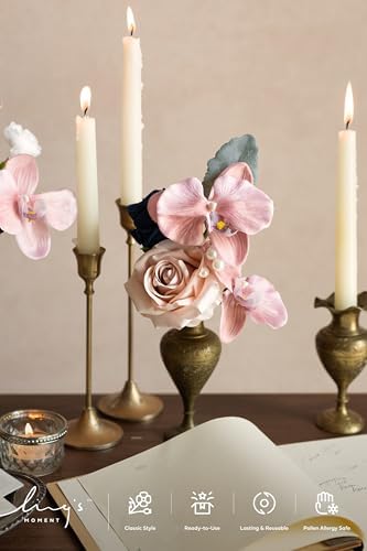 Artificial Pink Flowers Combo, Dusty Rose & Navy, Deluxe in Pk-dusty Rose & Navy, alternate view 4