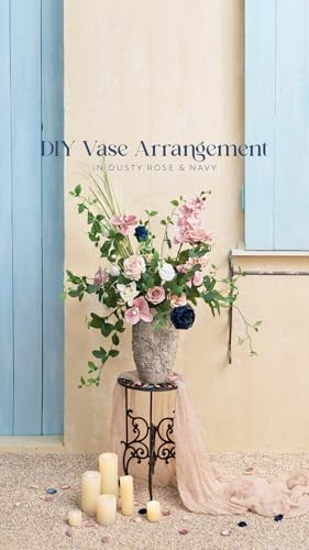 Artificial Pink Flowers Combo, Dusty Rose & Navy, Deluxe in Pk-dusty Rose & Navy, alternate view 5