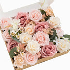 Artificial Pink Flowers Combo, Dusty Rose & Peach, Grand in Pk-dusty Rose & Pink