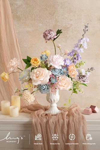 Artificial Pink Wedding Flowers Combo, Pastle, Deluxe in Pk-powder Blue & Peach, alternate view 2