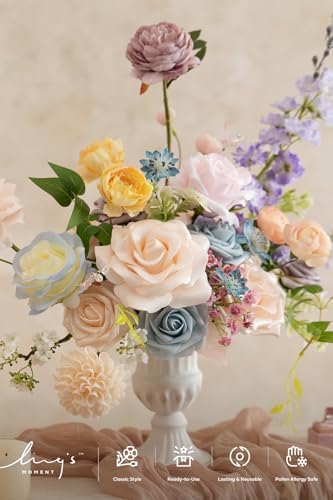 Artificial Pink Wedding Flowers Combo, Pastle, Deluxe in Pk-powder Blue & Peach, alternate view 3