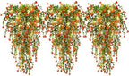 Artificial Plant, 3 Pack Hanging Plants with 30 LED Lights, 11.5in Eucalyptus, Orange Red, Indoor Outdoor