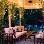 Artificial Plant, 3 Pack Hanging Plants with 30 LED Lights, 11.5in Eucalyptus, Orange Red, Indoor Outdoor, alternate view 4