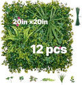 Artificial Plant Wall, 12PCS 20 x 20 in Artificial Boxwood Panels, Greenery Backdrop Privacy Hedge Fence with