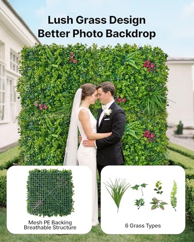 Artificial Plant Wall, 12PCS 20 x 20 in Artificial Boxwood Panels, Greenery Backdrop Privacy Hedge Fence with, alternate view