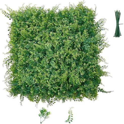 Artificial Plant Wall, 12PCS 20 x 20 in Artificial Boxwood Panels, Sun Protection Greenery Backdrop Privacy