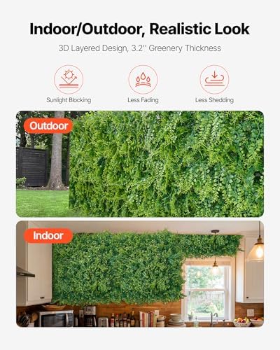 Artificial Plant Wall, 12PCS 20 x 20 in Artificial Boxwood Panels, Sun Protection Greenery Backdrop Privacy, alternate view 7