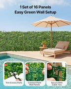 Artificial Plant Wall, 16PCS 20 x 20 in Artificial Boxwood Panels, Greenery Backdrop Privacy Hedge Fence with, alternate view
