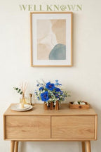 Artificial Plants in Wooden Baskets, Blue Flower Decor Set of 2 in Royal Blue, Dusty Blue & White, alternate view 5