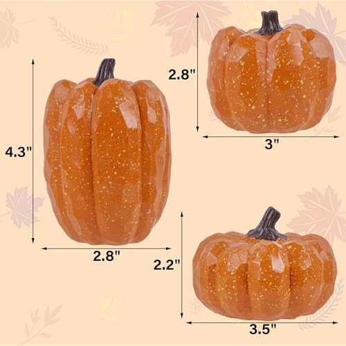 Artificial Pumpkins Decor Orange Pumpkin Fall Decoration, Set of 3, alternate view 3