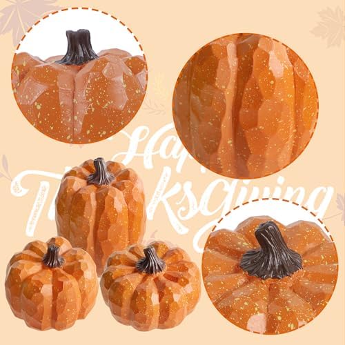 Artificial Pumpkins Decor Orange Pumpkin Fall Decoration, Set of 3, alternate view 6