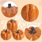 Artificial Pumpkins Decor Orange Pumpkin Fall Decoration, Set of 3, alternate view 6