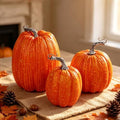 Artificial Pumpkins Fall Decor Orange Foam Pumpkin, 3 Pack