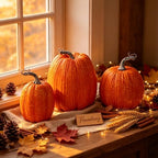 Artificial Pumpkins Fall Decor Orange Foam Pumpkin, 3 Pack, alternate view 4