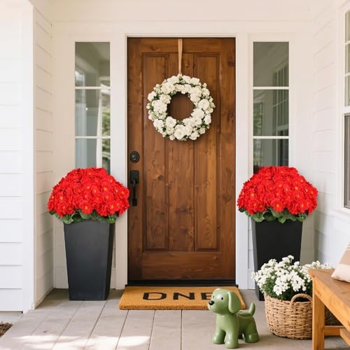 Artificial Red Flowers for Outdoors, 6PCS Fake Silk Geraniums, alternate view 4