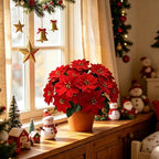 Artificial Red Poinsettia Flowers, Realistic Christmas Flowers, 6, alternate view 6