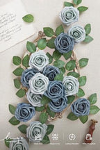 Artificial Roses, Dusty Blue & Navy, 3", 25Pcs in Blu- Dutch Blue & Dusty Blue, alternate view 3