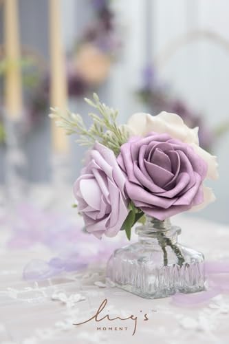 Artificial Roses, Dusty Violet & Pale Lavender, 3 Inch 50 Pcs in Pr- Dusty Violet & Pale Lavender, alternate view 3